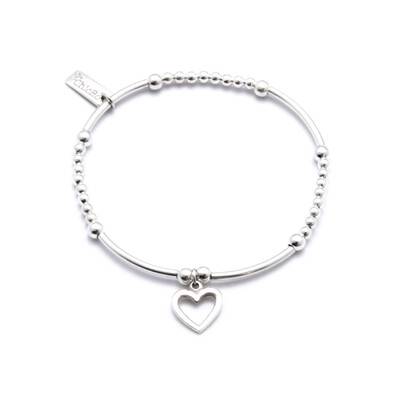ChloBo Cute Mini Bracelet With Open Heart Charm - Silver