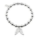 ChloBo Mini Small Ball Bracelet With Double Wing Charm - Silver