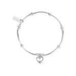 ChloBo Mini Noodle Ball Heart in Heart Bracelet - Silver