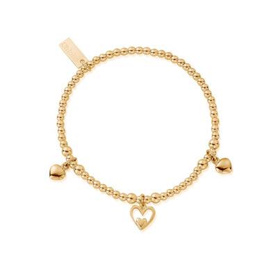 ChloBo Cute Charm Triple Heart Bracelet - Gold