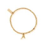 ChloBo Mini Double Feather Charm Bracelet - Gold