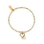 ChloBo Cube Interlocking Heart Charm Bracelet - Silver & Gold