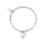 ChloBo Mini Cube Interlocking Love Heart Bracelet - Silver