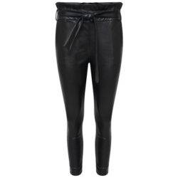 db3online FAUX LEATHER PAPER BAG RELAXED FIT CROPPED TROUSER - BLACK - S