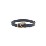 ANDERSONS Slim Leather Circle Rectangle Buckle Belt - Navy