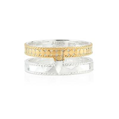 ANNA BECK Signature Hammered & Dotted Double Band Ring - Gold & Silver