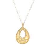 ANNA BECK Signature Reversible Long Open Drop Pendant Necklace - Gold & Silver