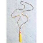 TRIBE + FABLE Single Tassel Necklace - Citrus Yellow & Crystal