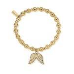 ChloBo Mini Small Ball Bracelet With Double Wing Charm - Gold