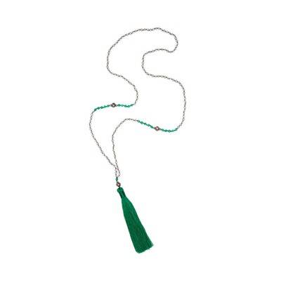 TRIBE + FABLE Single Tassel Necklace - Emerald & Agate