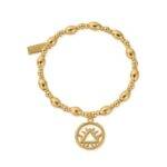 ChloBo Sacred Earth Oval Bead Fire Bracelet - Gold