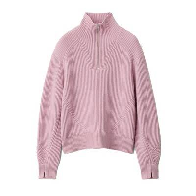 RAG & BONE Pierce Cashmere Half Zip Sweater - Light Pink