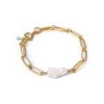 ENAMEL COPENHAGEN Viola Fresh Water Pearl Chain Bracelet - Gold