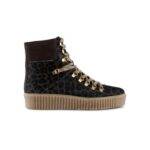 SHOE THE BEAR Agda Leopard Lace Up Boots - Grey