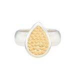 ANNA BECK Classic Smooth Rim Teardrop Ring - Gold & Silver