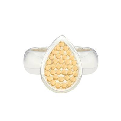 ANNA BECK Classic Smooth Rim Teardrop Ring - Gold & Silver