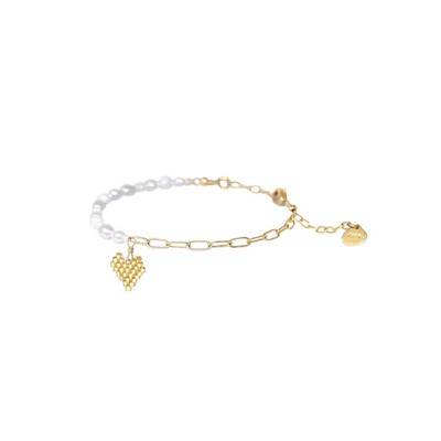 MISHKY Pearly Heartsy Chain Bracelet - Gold