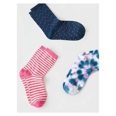 STRIPE & STARE Biodegradable 3 Pack Sock - Pink Punch