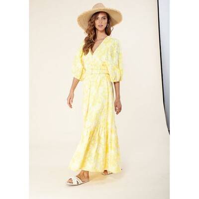 Hale Bob Embroidered Floral Dress - Yellow