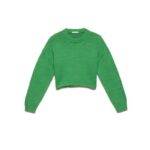 Frame Denim Oversized Crop Crew Cotton Sweater - Grass Green
