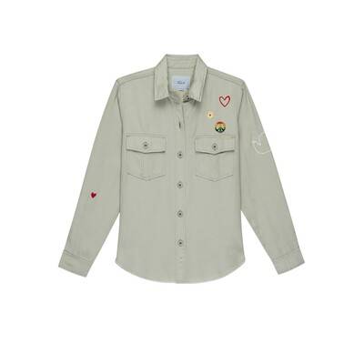 Rails Loren Linen Mix Shirt - Sage Embroidery