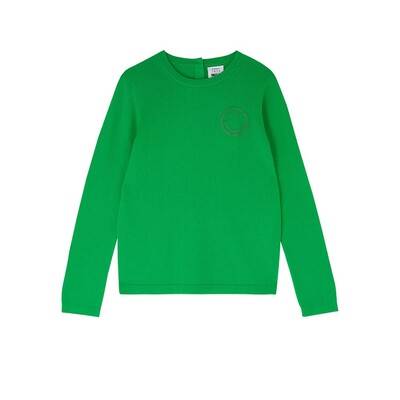 JUMPER 1234 Smiley Long Sleeve Crew Knit - Lime Green