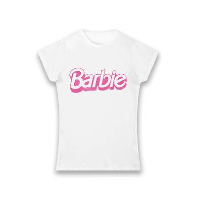 Bioworld Barbie Distressed Logo Ladies T-Shirt - White - S
